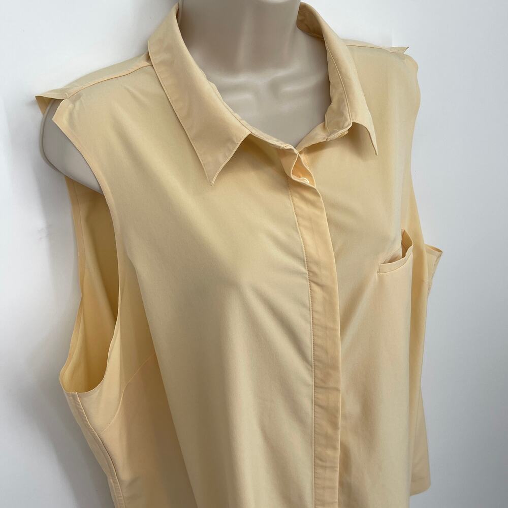Athleta Womens Urbanite II Button Up Tank Shirt Collared SZ 20 W Lunaria Yellow - Picture 2 of 10